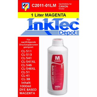 1000ml magenta Inktec Nachfülltinte für Ihren Canon Drucker