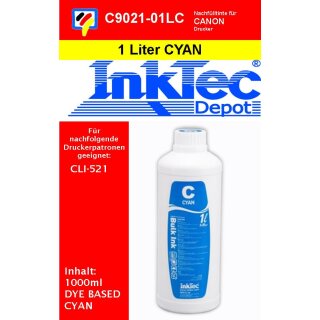 1000ml cyan  Inktec Nachfülltinte für Canon CLI521 Druckerpatronen