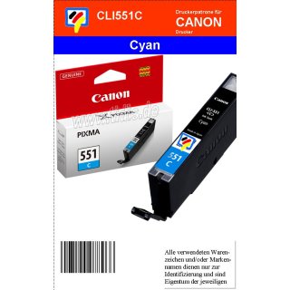 CLI551C - cyan - Canon Original Druckerpatrone mit 7ml Inhalt -6509B001-