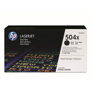 HP504X - CE250XD - schwarz - Original HP Druckkassetten mit 2x 10.500 Seiten Druckleistung nach Iso