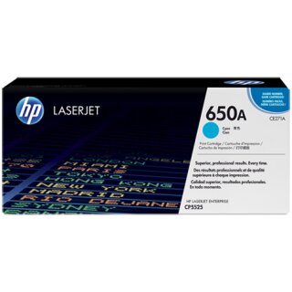 HP650A - CE271A - cyan - Original HP Druckkassette mit 15.000 Seiten Druckleistung nach Iso