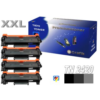 TN2420 4er Sparset Ersatztoner Black für Brother 4x 3.000 Seiten Druckleistung