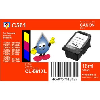 CL-561XL -color- TiDis Ersatzpatrone mit 18ml Inhalt für ca. 500 Seiten Druckleistung nach ISO - ersetzt 3730C001AA