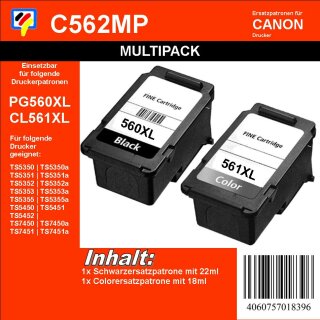 PG-560XL & CL-561XL TiDis Ersatzpatronen Multipack mit je 1x Black & 1x Color