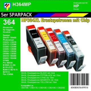 HP364MP - TiDis Ersatzpatronen Multipack mit 5 Patronen