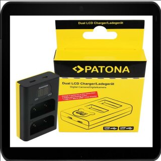 PATONA Dual LCD USB Ladegerät f. Olympus OM-1 BLX-1