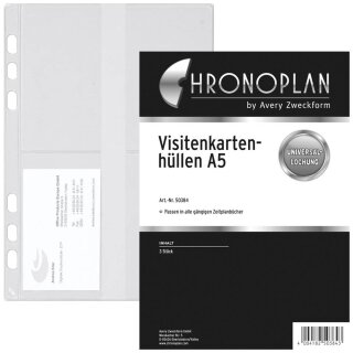 3 CHRONOPLAN Ringbuch-Visitenkartenhüllen glänzend A5