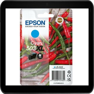 T503XL cyan Epson Druckerpatrone mit 6,4ml Inhalt - C13T09R24010