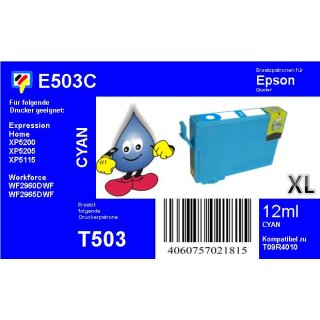 T503XL cyan TiDis Druckerpatrone mit 12ml Inhalt - ersetzt C13T09R24010