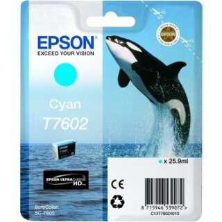 T7602 - Epson C13T76024010 Druckerpatrone Cyan SC-P600