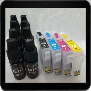 T604 + T604XL Sublimationspatronen CISS / Easyrefill - Multipack mit 4 Patronen inkl. 80ml GIC Sublimationstinte