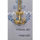 Freundschaftshalskette goldener Anker mit Geschenkkarte "Nimm dir Meerzeit" - aus Edelstahl