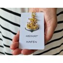 Freundschaftshalskette goldener Anker mit Geschenkkarte "Heimathafen" - aus Edelstahl