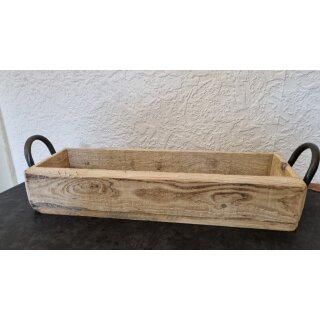 Dekoablage Pflanzschale aus Holz mit Tragegriffen (11cm H x 46cm B x 13cm T)