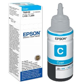 T6642/ C13T664240 - 70ml Cyan Epson Original Nachfülltinte für Eco Tank Drucker