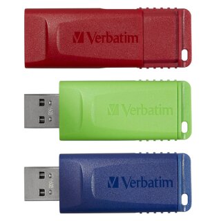 Verbatim USB-Sticks Slider rot, blau, grün 16 GB