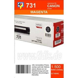 731M - magenta - Original Canon Toner mit 1.500 Seiten Druckleistung nach Iso - 6270B002