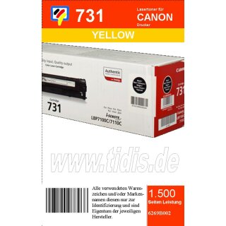 731Y - yellow - Original Canon Toner mit 1.500 Seiten Druckleistung nach Iso - 6690B002