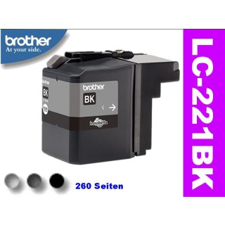 LC-221BK - schwarz - Original Brotherpatrone mit 260 Seiten Druckleistung nach ISO laut Hersteller