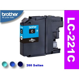 LC-221C - cyan - Original Brotherpatrone mit 260 Seiten Druckleistung nach ISO laut Hersteller