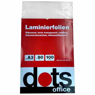 A3 dots 100 Blatt glänzende Laminierfolien - 80 micron