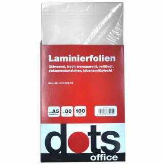 A5 dots 100 Blatt glänzende Laminierfolien - 80 micron