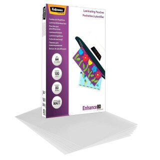 A4 FELLOWES ENHANCE80 100 Blatt matte Laminierfolien - 80 micron