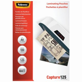 A4 FELLOWES CAPTURE125 100 Blatt matte Laminierfolien - 125 micron