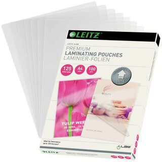 A4 LEITZ UTD 100 Blatt glänzende Laminierfolien - 125 micron