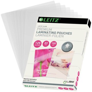 A5 LEITZ UTD 100 Blatt glänzende Laminierfolien - 125 micron