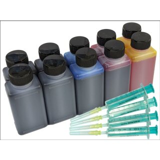 1000ml  TiDis Universal Nachfülltinte für alle Tintenstrahldrucker - 400ml schwarz und je 200ml cyan, magenta, yellow