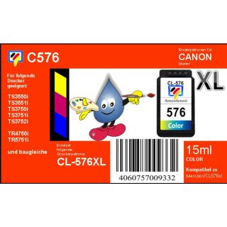 CL-576XL color TiDis Recyclingdruckerpatrone  für ca. 400 Seiten Druckleistung - ersetzt 5441C001