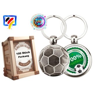 Fußball 30mm (einseitig) - UV Multiplexx Schlüsselanhänger Metall