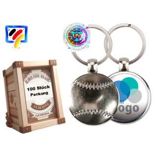 Baseball 30mm (einseitig) - UV Multiplexx Schlüsselanhänger Metall