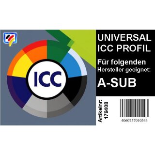 Universal ICC Profil kompatibel zu A-SUB Sublimationstinten für 4 Farbdrucker - USB - Stick