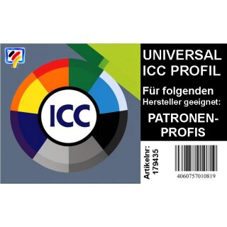 Universal ICC Profil kompatibel zu PATRONENPROFIS Sublimationstinten für 4 Farbdrucker - USB - Stick