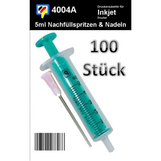 100x 5ml Nachfüllspritzen & Nadeln - Nachfüllspritze mit Lueranschluß für alle gängigen Refilladapter oder Nachfüllnadeln