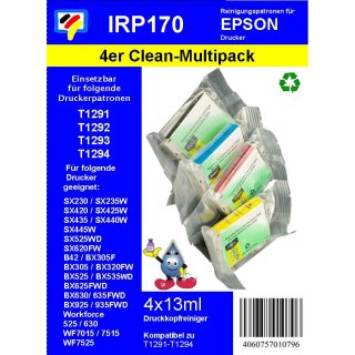 IRP170 - Dr.Inkjet Druckkopfreinigungspatronen Clean-Multipack - ersetzen T1291 | T1292 | T1293 | T1294