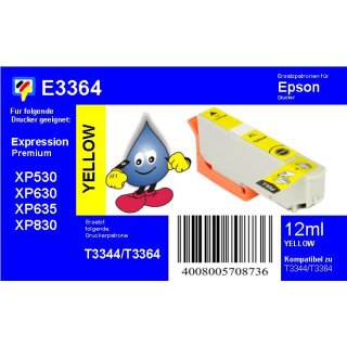 E3364 - yellow - TiDis Druckerpatrone ersetzt  T33XL/ T3344/ T3364