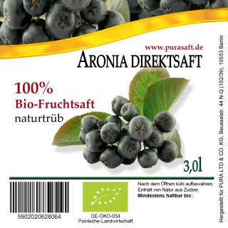 Bio Aroniasaft in 3 x 3Liter Sparbox