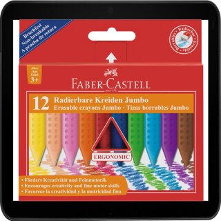 FABER-CASTELL Wachsmalkreide Jumbo Packung mit 12 Wachsmalkreidestiften