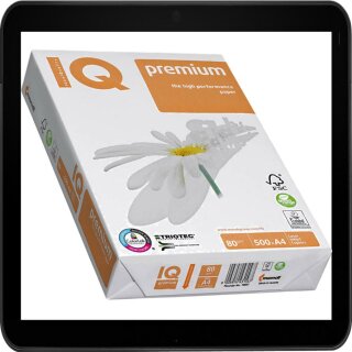 Mondi IQ Kopierpapier premium weiß A4 80 g/qm 500 Blatt Packung für Kopierer, Laser- und Tintenstrahldrucker