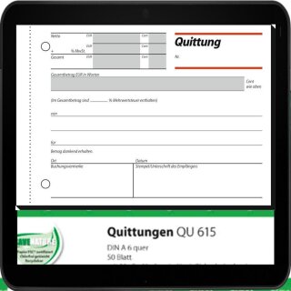 sigel Formularbuch QU615 Quittung, MwSt. separat ausgewiesen - ohne Durchschläge