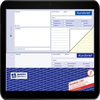 Avery Zweckform 1741 Kurzbrief (1/3 A4, selbstdurchschreibend, 2x40 Blatt) weiß/ gelb