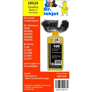 IRP450 - Dr.Inkjet Druckkopfreinigungsset für die Canon Drucker mit den PGI5/PGI520/PGI525/PGI550/PGI570/PGI580 und CLI8/CLI521/CLI526/CLI551/CLI571/CLI581er bzw. baugleiche Druckerpatronen