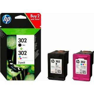 HP302 Original Multipack mit je 1c Black & Colorpatrone für HP Officejet 3820 Drucker