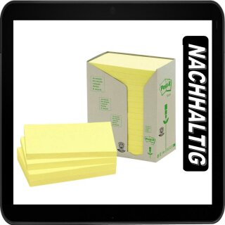 12,7 x 7,6 cm | Post-it® Recycling Notes Haftnotizen gelb - 16 Blöcke a 100 Blatt