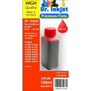 CR66M - Magenta - Dr.Inkjet Premium Nachfülltinte in 100ml - 250ml - 500ml - 1000ml Abfüllungen für GI-490 / GI-50 / GI-590