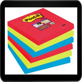 7,6 x 7,6 cm - Post-it® Super Sticky Notes Bora Bora-Collection Haftnotizen 6546SJ farbsortiert