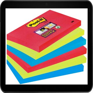 12,7 x 7,6 cm - Post-it® Super Sticky Notes Bora Bora-Collection Haftnotizen 24260103 farbsortiert